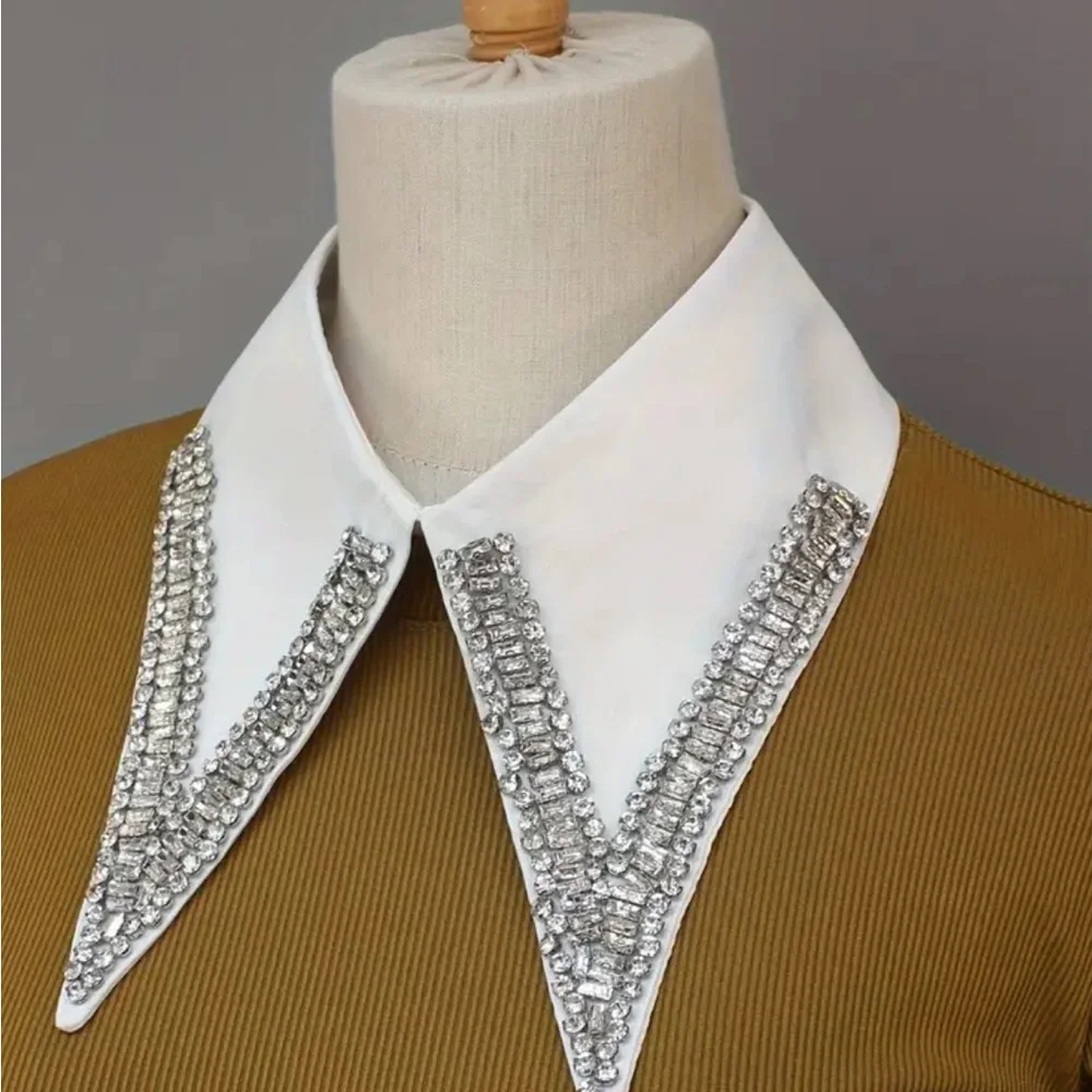 Embellished Black Floral Detachable Collar - Black - Picture 3 of 6